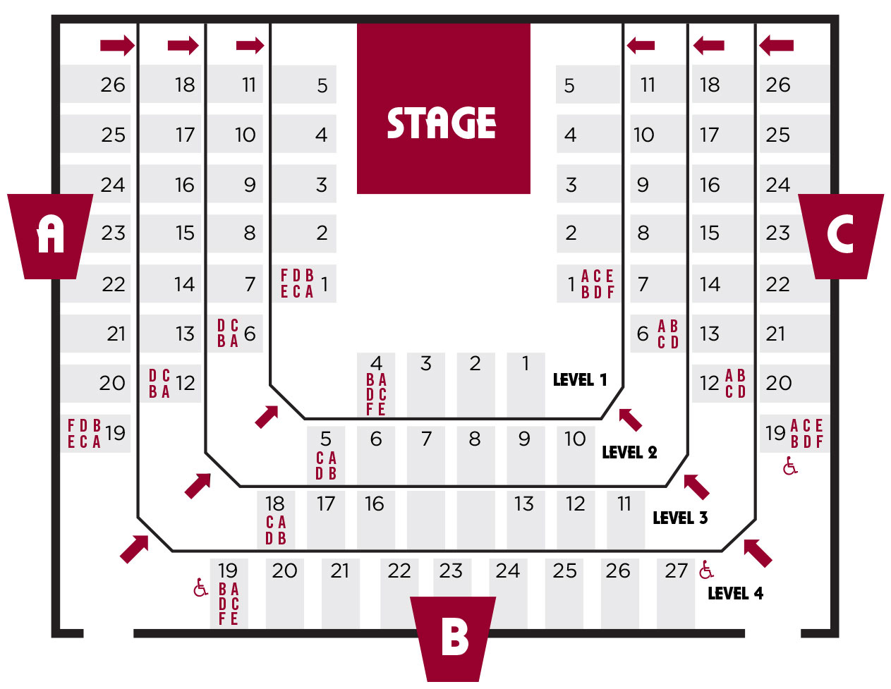 Seating Chart of the Alhambra Theatre